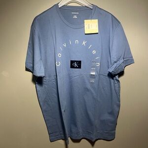Calvin Klein Men's Light Blue Logo Crew Tee